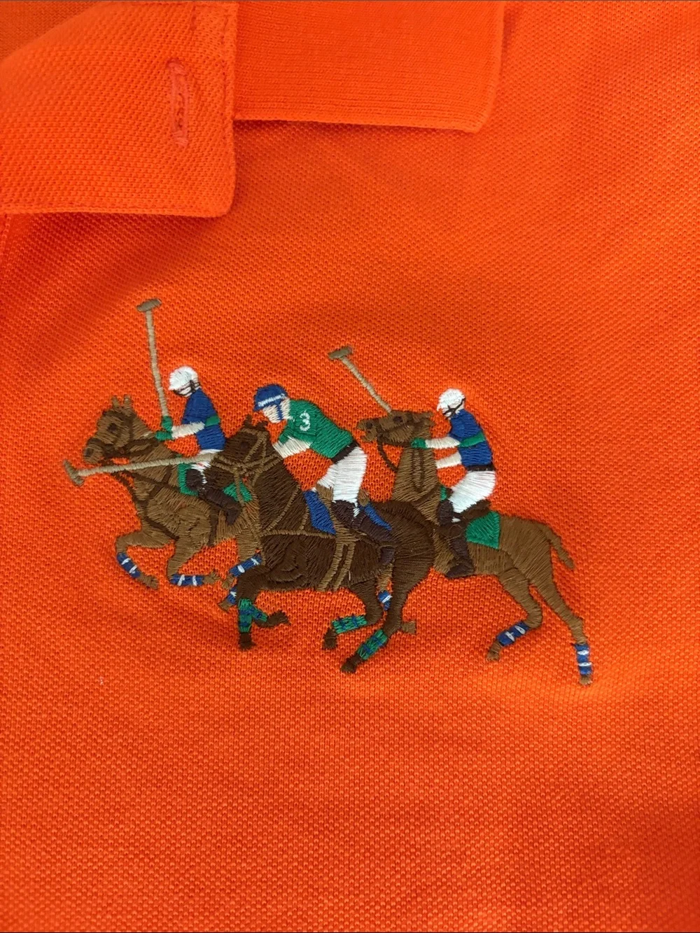 Polo by Ralph Lauren Men’s Orange Polo with Embroidered Players/ custom slim fit